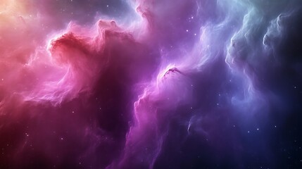 Fototapeta premium Cosmic Nebula Swirling Pink Purple Hues Across Space