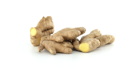 Fresh Ginger Roots Isolated on a Clean White Background