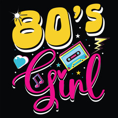 Funny Music Cassette Lover 80'S girl vintage costume t-shirt design