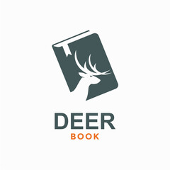 deer book simple logo in negative space