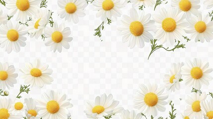 Obraz premium Seamless Pattern of Wild Daisies on Transparent Background