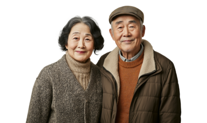 old asian couple smiling
