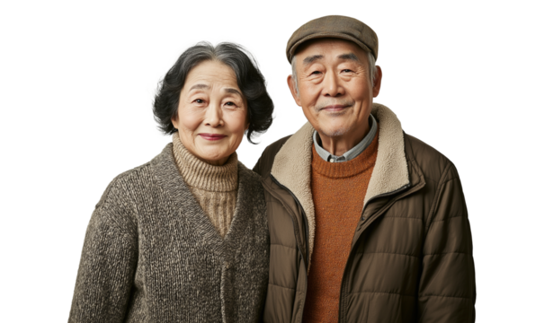old asian couple smiling