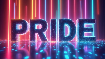 Colorful Glowing Pride Text in Vibrant Digital Neon Theme