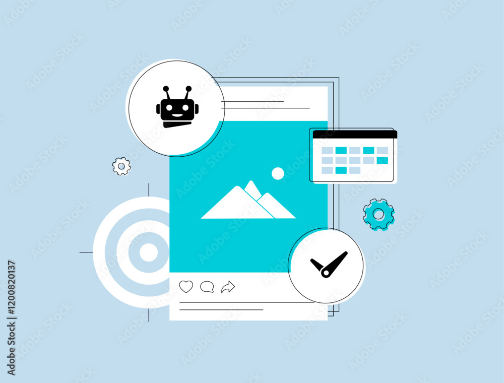 Wall mural ai-powered social media post scheduling. use ai tools to schedule social media posts at optimal time