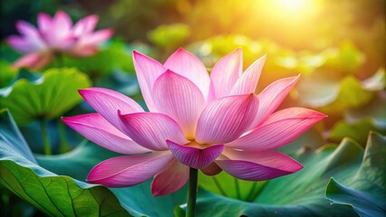 Obraz premium Macro shot: a vibrant pink lotus blossom, petals unfurling, delicate floral details against a soft background.