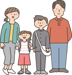 小学生と中学生の子供がいる家族全身