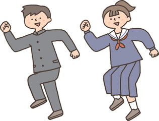 元気に走り出す中学生の男女