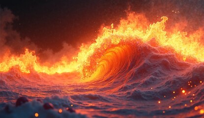 Fototapeta premium background of fire burning on ocean waves. fire in the dark