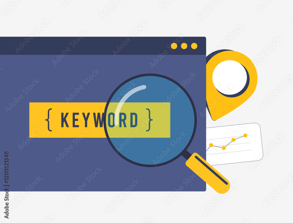 Canvas Prints local seo keyword optimization with search bar, magnifying glass, location pin and analytics. digita