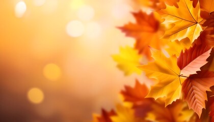 Obraz premium Beautiful autumn leaves on color background, space for text; banner design