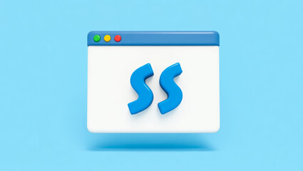 stylized 3d blue 's' shapes on a web browser window