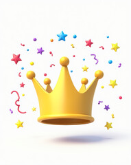 Obraz premium golden crown with colorful stars and confetti