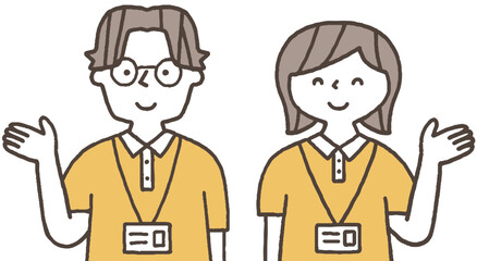 案内をする介護職員単色