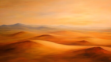 Naklejka premium Golden Desert Landscape Under a Warm Sunset Sky