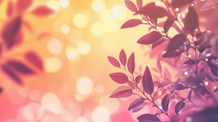 Botanical Bliss: A vibrant close-up of delicate leaves against a soft, dreamy backdrop, bathed in warm, ethereal light and evoking a sense of serenity and natural beauty.