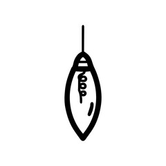 Hand-drawn line art illustration of a hanging vintage light bulb. Symbolizes idea, creativity, inspiration, design, and retro. Perfect for vintage, retro, and interior design concepts