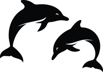 Fototapeta premium Dolphin Silhouette Vector: Elegant Marine Life Illustration for Creative Projects 