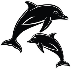 Fototapeta premium Dolphin Silhouette Vector: Elegant Marine Life Illustration for Creative Projects 