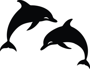 Fototapeta premium Dolphin Outline Vector: High-Quality Graphic for Nautical and Nature Designs 
