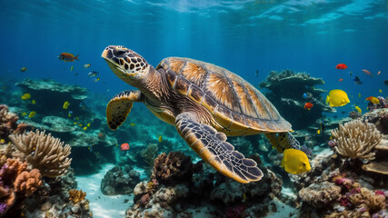 Obraz premium Sea Turtle Swimming