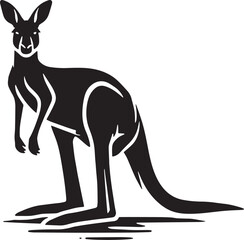 Black Color Kangaroo Silhouette Vector Illustration, Solid White Background