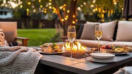 romantic backyard fire pit dinner - cozy and intimate settings