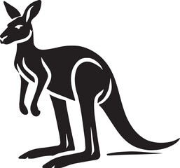 Black Color Kangaroo Silhouette Vector Illustration, Solid White Background