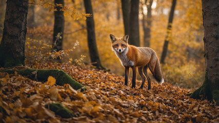 Fototapeta premium Fox in Autumn Forest