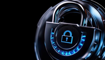Close-up of a futuristic lock with glowing elements, symbolizing security and safety.