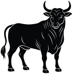 Bull Silhouette Vector: Majestic Animal Illustration for Creative Projects
