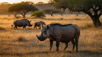 Fototapeta premium Warthog in African Savanna