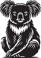 Fototapeta premium Black Color Koala Silhouette Vector Illustration, Solid White Background