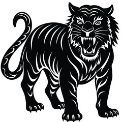 Tiger Outline Illustration: High-Quality Graphic for Wildlife Projects
