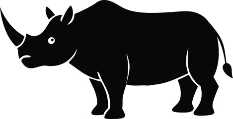 Black Rhino Icon Vector: Perfect for Nature and Conservation Themes
