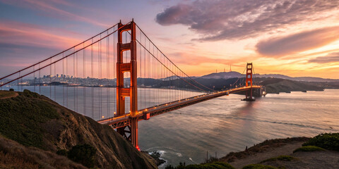 Obraz premium golden gate bridge city, Golden Gate Bridge at Sunset, San Francisco , CA