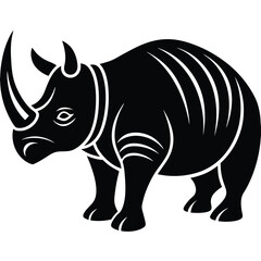 Rhino Outline Illustration: High-Quality Vector for Wildlife Designs
