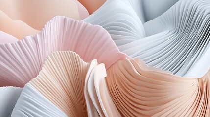 Abstract Pastel Waves Pleated Fabric Design