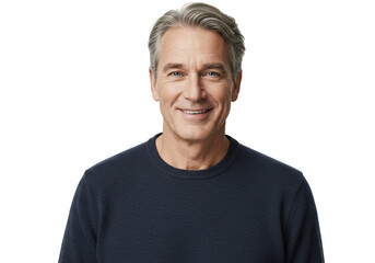 Fototapeta premium Smiling Mature Man Portrait Studio Shot Happy Grey Hair Adult Male face model human image person 