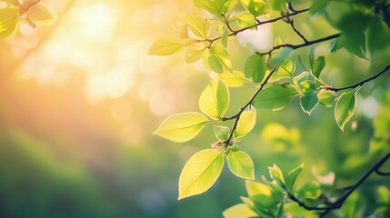 Obraz premium Soft Pastel Spring Background with Gentle Leaves and Light Gradients