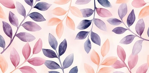 Fototapeta premium Leafy watercolor concept. A beautiful watercolor illustration of delicate leaves in soft pastel shades.