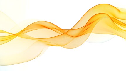 Abstract Orange Waves Flowing Across White Background