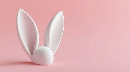 Minimalist White Rabbit Ears on Pink Background