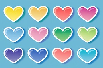 Sets of vibrant heart-shaped stickers perfect for enhancing cards, scrapbooking, or themed decor for occasions like Valentine's Day and other celebrations