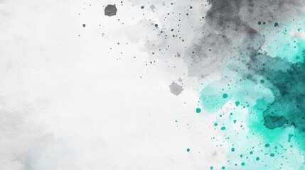 Fototapeta premium Grunge watercolor concept. An abstract watercolor splash in teal and gray tones on a soft background.
