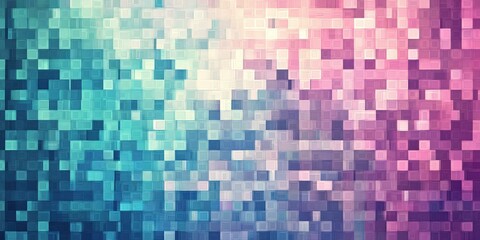 Fototapeta premium Abstract pixelated mosaic in gradient tones of teal, pink, and purple,