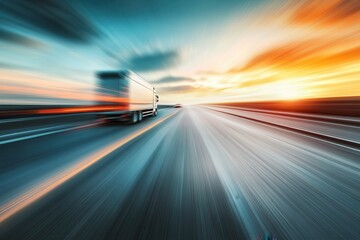 Speedy highway truck sunset delivery logistics