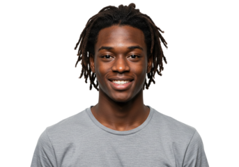 Happy Young African American Man Smiling Portrait Studio Shot Guy Male Face Hair Black Model Image  