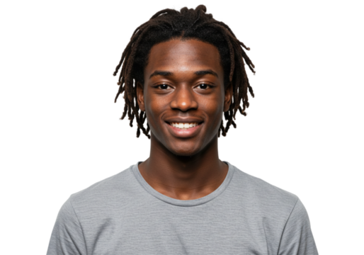 Happy Young African American Man Smiling Portrait Studio Shot Guy Male Face Hair Black Model Image  