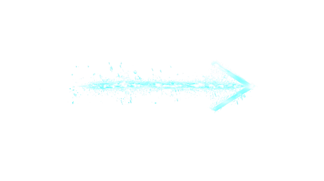 Glowing Neon Blue Arrow Pointing to the Right on an Isolated White Background
